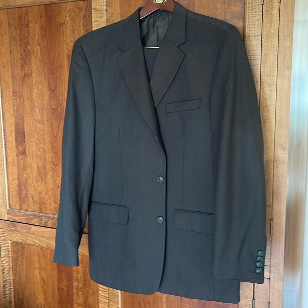 ALFANI Macy's Men's Store 2 Piece 100% Wool Suit 42L Dkbrown 3 Button